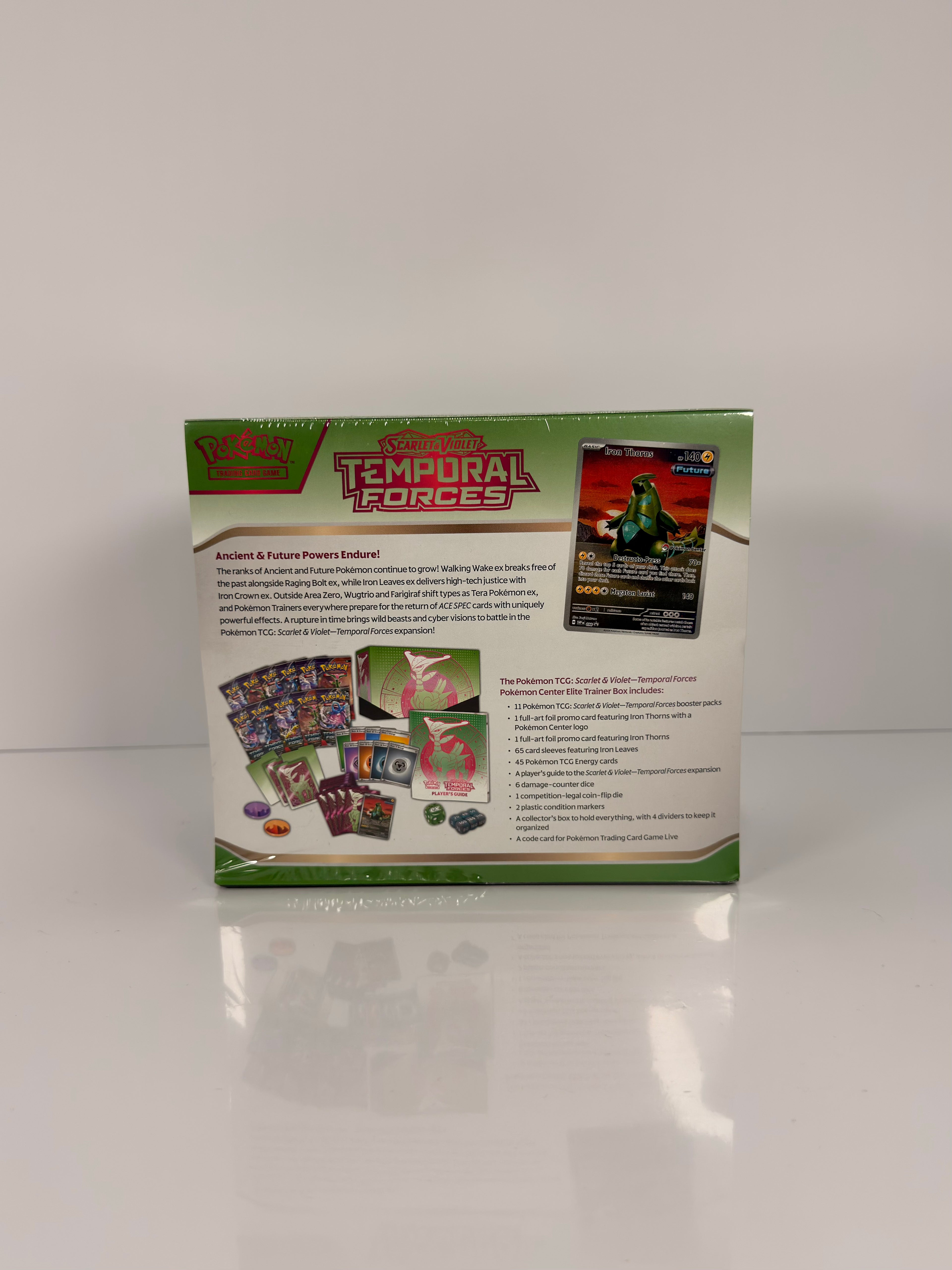 Pokemon TCG: Scarlet & Violet-Temporal Forces Pokemon Center Elite Trainer Box (Iron Leaves) AND (Walking Wake)